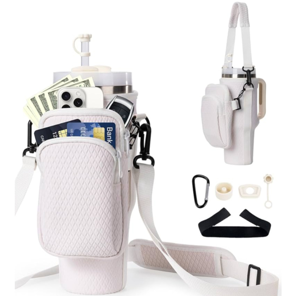 Water Bottle Purse Bag White Waffle Straw Covers 40oz Stanley & other Brands NEW